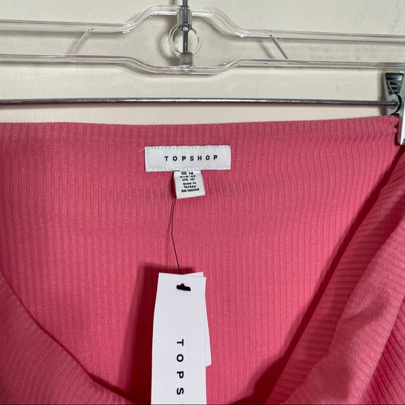 NWT Topshop Pink Ribbed Crop Top - Picture 4 of 6
